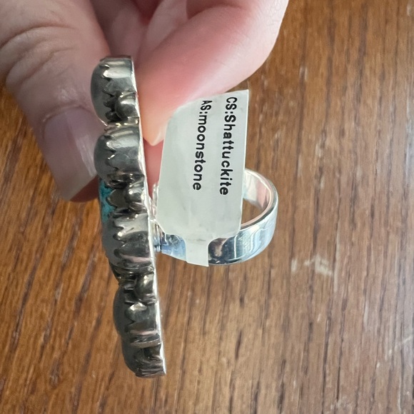 Sterling silver adjustable shattuckite heart cluster ring - Picture 3 of 4